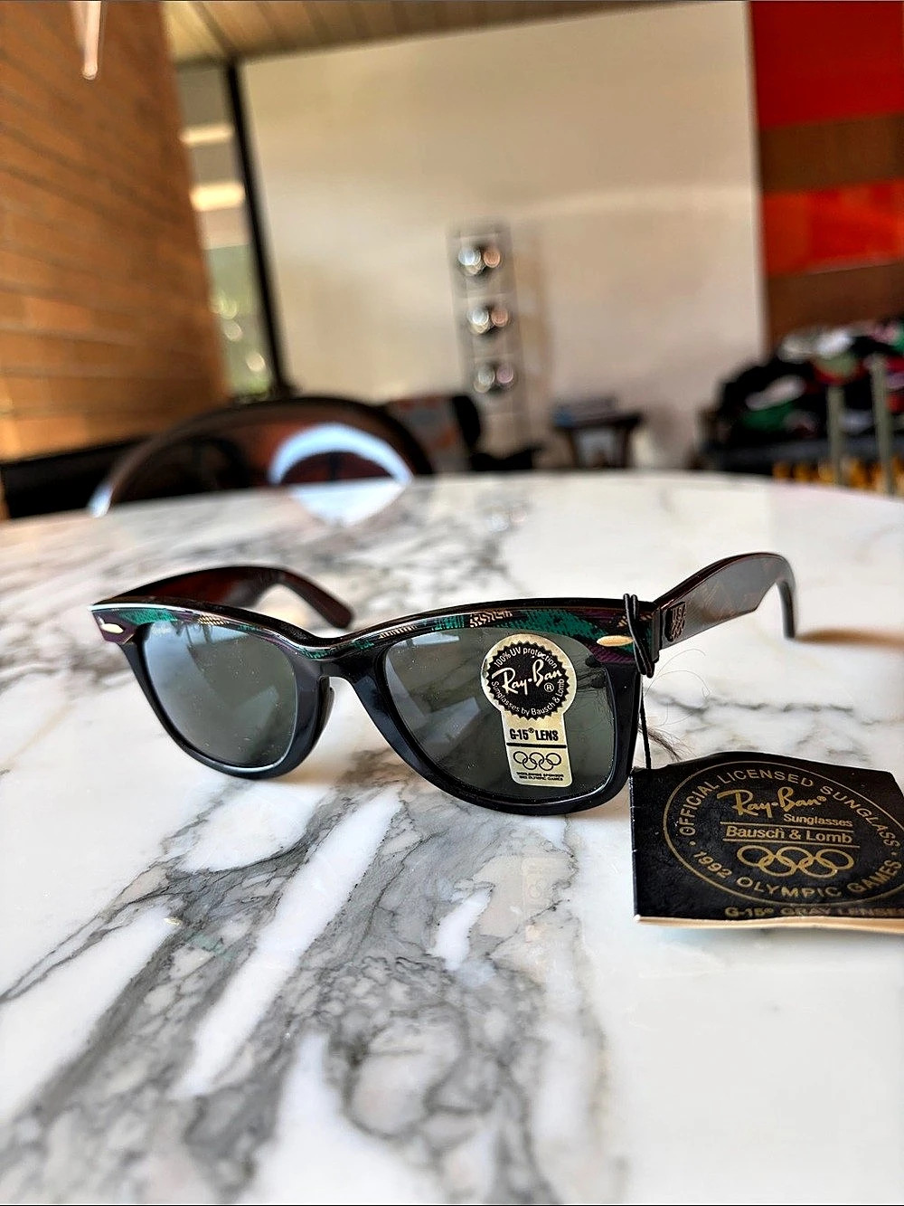 Ray-Ban U.S. Olympic Series Geometric Sunglasses in Black & Green NWT
